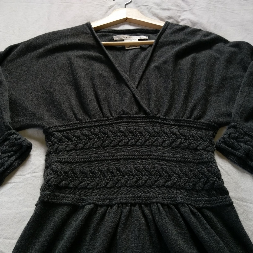 Max Studio Braided Grey Sweater Dress